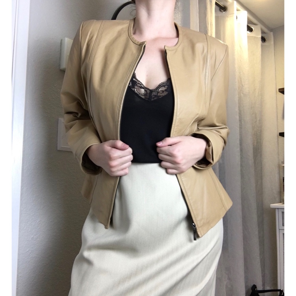 JOHN PAUL RICHARD Tan Leather Jacket